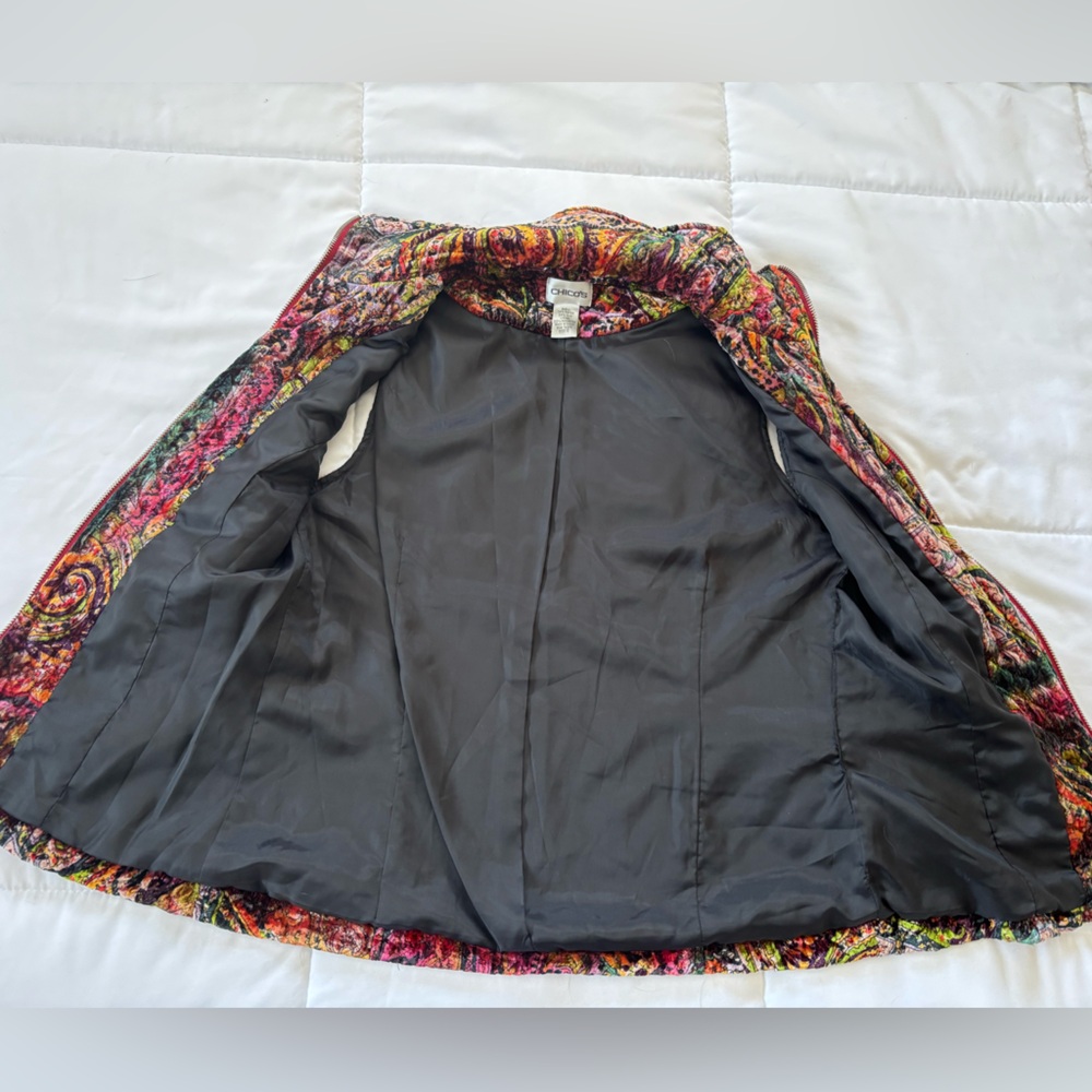 90s y2k Retro Velvet Chico's Multicolor Paisley Vest - Picture 6 of 8